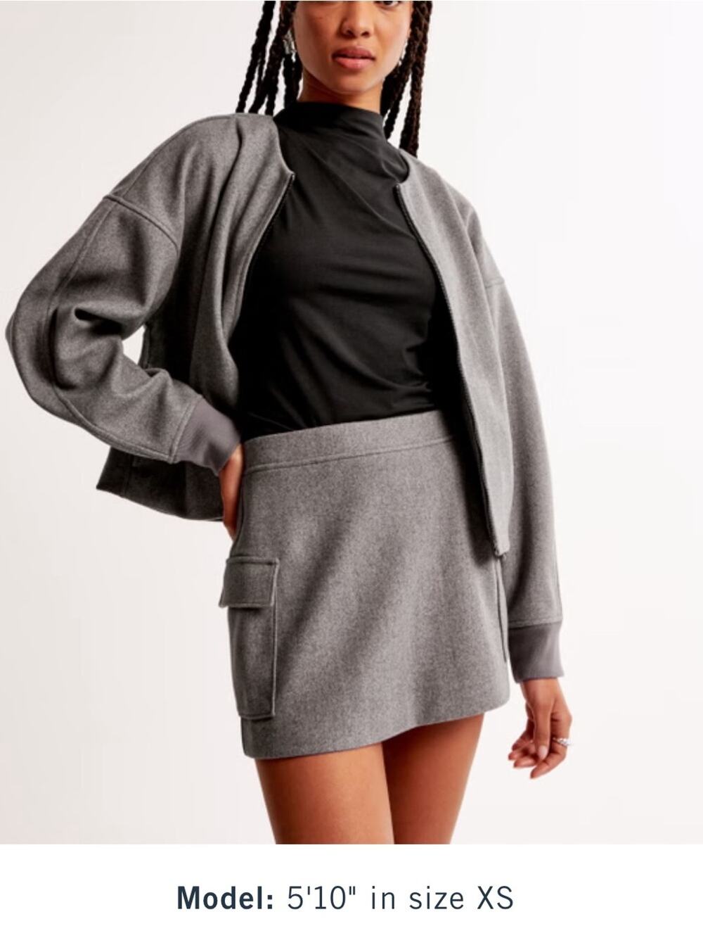 Abercrombie & Fitch Cargo Fleece Mini Skirt/Skort Charcoal Gray Sz M